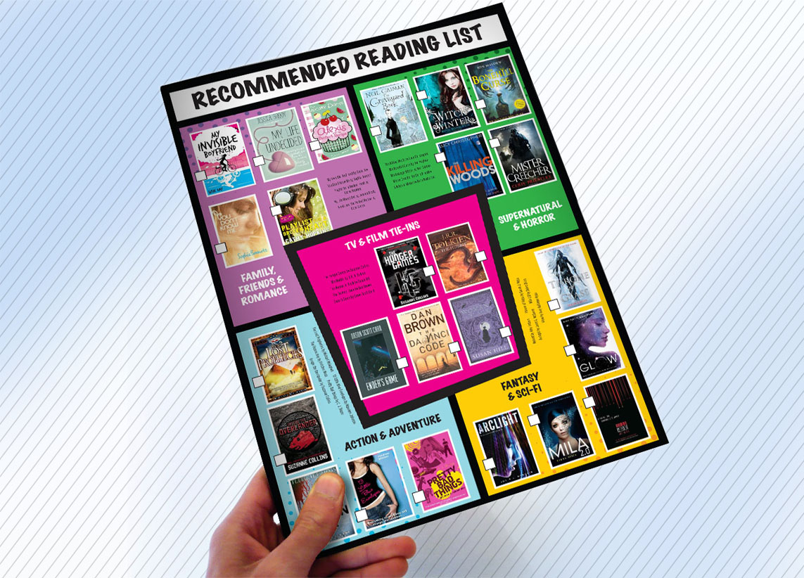 Belvedere Readers leaflet design - reading scheme literature with a pop art feel